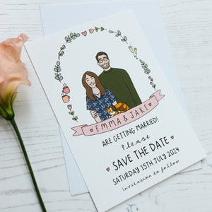 Save the Dates with Custom Couple Portrait Digital Only Personalised Save the Dates image 4