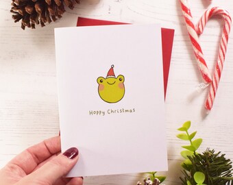 Hoppy Christmas Froggy Santa Frog Christmas Card