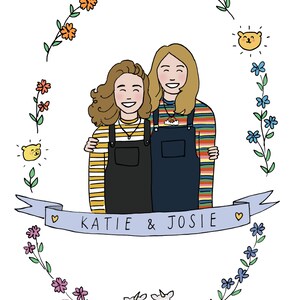 Personalised Couple and Pets Illustration Portrait - Etsy UK