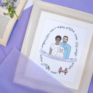 Personalised Couple and Pets Illustration Portrait - Etsy UK