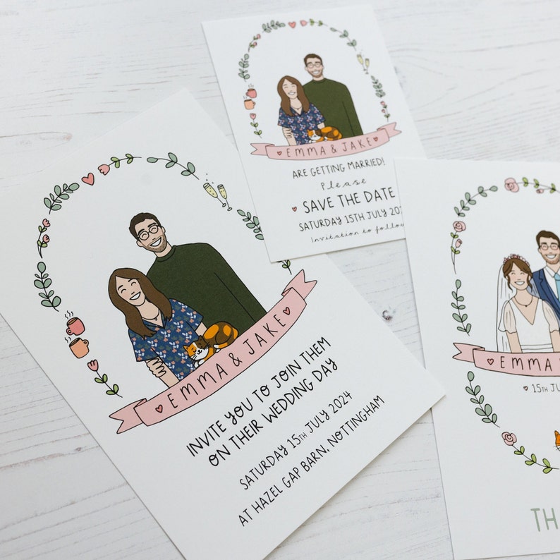 Save the Dates with Custom Couple Portrait Digital Only Personalised Save the Dates image 8