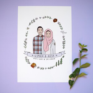 Personalised Couple and Pets Illustration Portrait - Etsy UK