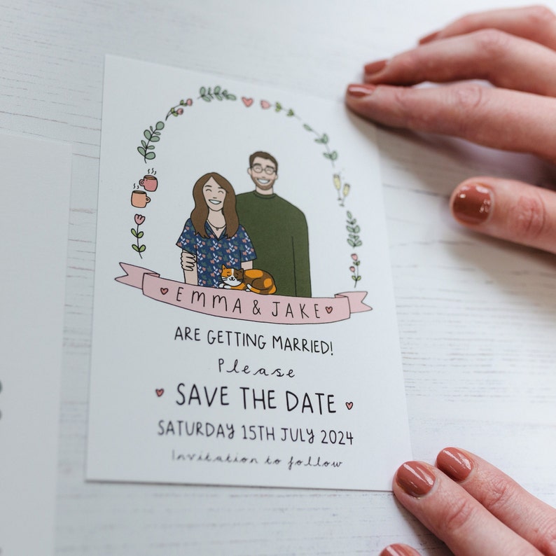 Save the Dates with Custom Couple Portrait Digital Only Personalised Save the Dates image 6