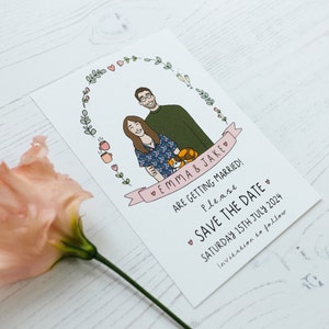 Save the Dates with Custom Couple Portrait Digital Only Personalised Save the Dates image 2