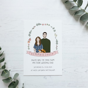 Sample Only Wedding Invitation with Couple Illustration - SAMPLE