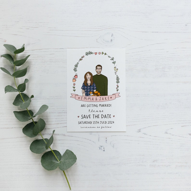 Save the Dates with Custom Couple Portrait Digital Only Personalised Save the Dates image 3