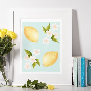 Nature&#39;s Palette Collection - Lemons Home Decor Art Print Painting Kitchen Art Gouache