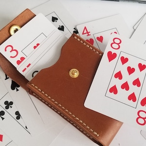 Estuche de cuero para naipes, porta naipes, funda para naipes, regalo de póquer, estuche para naipes para enseñar números y secuencias a los niños, juego sin electricidad ni tecnología