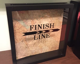 Finish Line, Shadow Box for Running Bibs n medals,  12x12" Memory Box, 5k, 13.1, marathon runner, gift for runners, Race, bicyclist gift