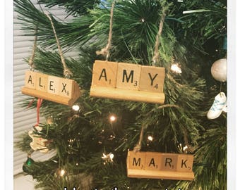 Rustic Ornament, Personalized Christmas Ornament, CHOOSE ANY Name (up to 9 letters), Grandkids ornament, Team Name Ornaments