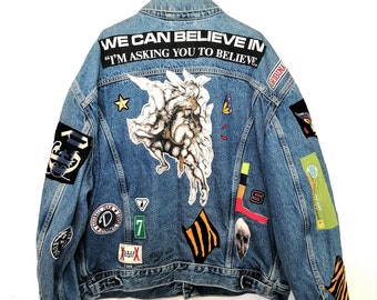 Veste en jean crazy patchs