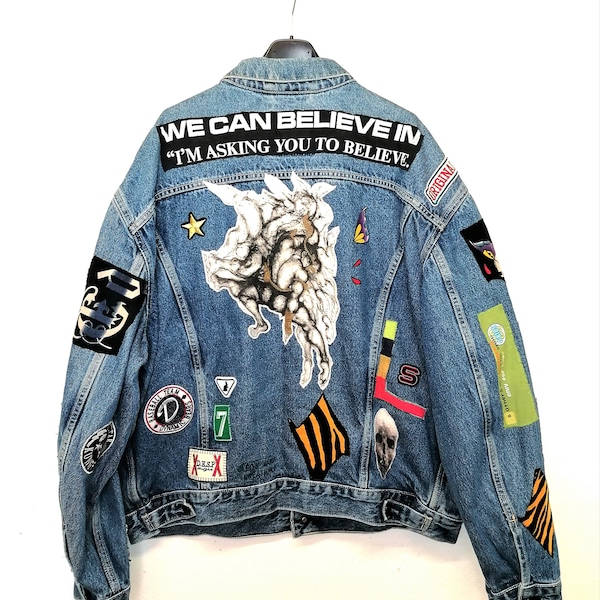 Veste en jean crazy patchs