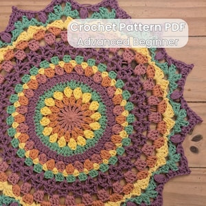 Table Mandala Crochet Pattern PDF | Textured Circular Table Centre | Advanced Beginner Home Decor