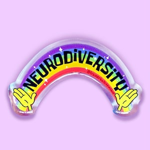 Neurodiversity Pin Badge Rainbow Cartoon Sponge Guy Resin Domed Acrylic Neurodivergent Pride Autism ADHD OCD