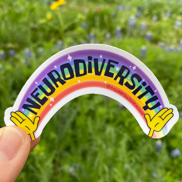 Neurodiversity Pride Sticker Cartoon Sponge Guy Rainbow Neurodivergent Autism ADHD Waterproof Vinyl Decal Neurospicy Diversity Awareness