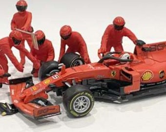American Diorama F1 Pit Crew Figures Set #1 Team Red (x7) Brand New Model Diecast 1:18 1/18 Scale