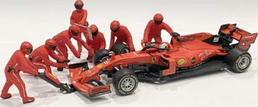  Formula One F1 Pit Crew 7 Figurine Set Team Black