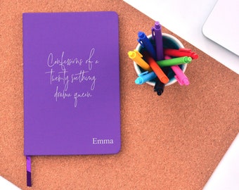 Confessions of a twenty something drama queen, handwritten font journal, personalised notebook, girly notebook, prayer journal, customised