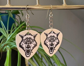Knurren Wolf Plektrum Ohrringe
