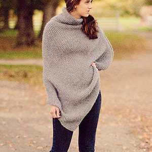 Asymmetrical Seed Stitch Poncho PDF KNITTING PATTERN