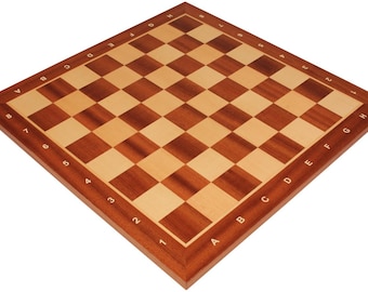 Standard Mahogany & Maple Notated Chess Board - 2" Squares