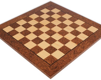 Brown Ash Burl & Maple High Gloss Deluxe Chess Board - 2" Squares