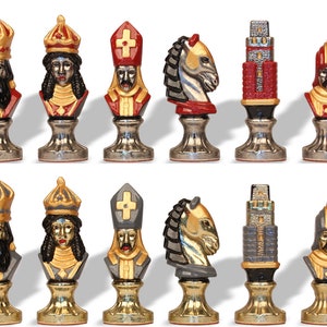 Italian Arabesque Metal Staunton Chess Set by Italfama