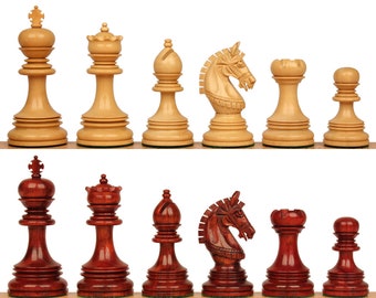 Chetak Series Chess Set - Padauk & Boxwood Pieces - 4.25" King
