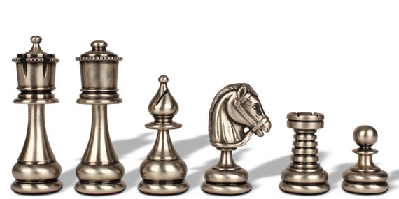 Classic French-Style Staunton Solid Brass Chess Set by Italfama