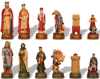 Camelot Hand Painted Theme Chess Set