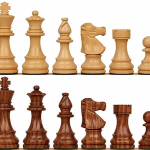 French Lardy Staunton Chess Set with Golden Rosewood & Boxwood Pieces - 3.75 King