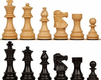 French Lardy Series Chess Set - Ebonized & Boxwood Pieces - 2.75" King