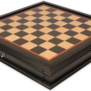 Deluxe Two-Drawer Black & Bird&#39;s-Eye Maple Chess Case - 1.7&quot; Squares