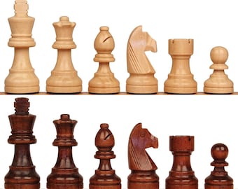 Standard Staunton Chess Set - Walnut Stained & Natural Pieces - 3" King