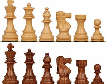 French Lardy Series Chess Set - Golden Rosewood & Boxwood Pieces - 3.25" King