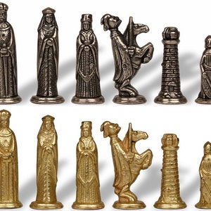 Small Medieval Theme Metal Chess Set by Italfama