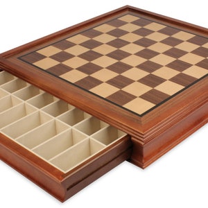 Deluxe Two-Drawer Walnut Chess Case - 1.7&quot; Squares