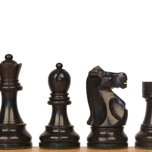 Fischer-Spassky Commemorative Chess Set - Ebonized & Boxwood Pieces - Elm Burl Bird's-Eye Maple Two-Drawer Chess Case - 3.75" King image 10