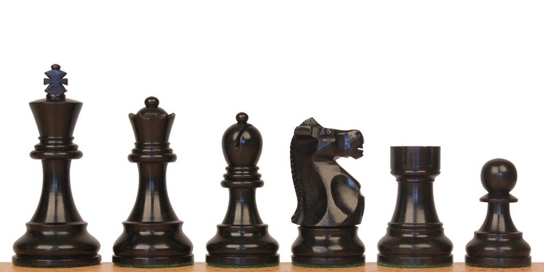 Fischer-Spassky Commemorative Chess Set - Ebonized & Boxwood Pieces - Elm Burl Bird's-Eye Maple Two-Drawer Chess Case - 3.75" King image 10