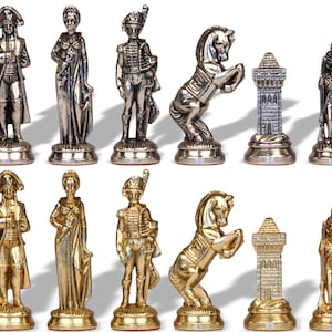 Large Napoleon Theme Metal Chess Set by Italfama