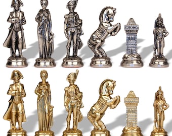 Large Napoleon Theme Metal Chess Set by Italfama