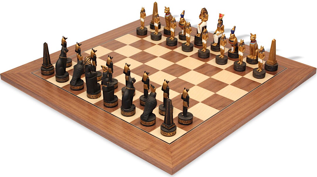 Ancient Egypt Theme Chess Set With Walnut & Maple Deluxe Chess Board - Etsy