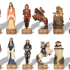 Japanese Samurai Hand Painted Theme Chess Set