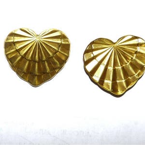 2 Cabochons Cœur doré vintage décor feuille de palmier élément décoratif vintage art déco baroque pour création de bijoux collages
