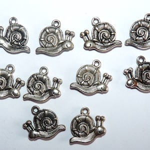 11 snail charms for pendant making for jewelry making