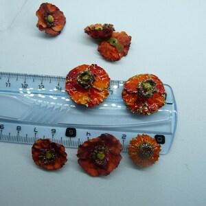 Lot de 9 cabochons Fleurs coquelicots pour scrapbooking ornement décoration pour création florale pour création de bijoux