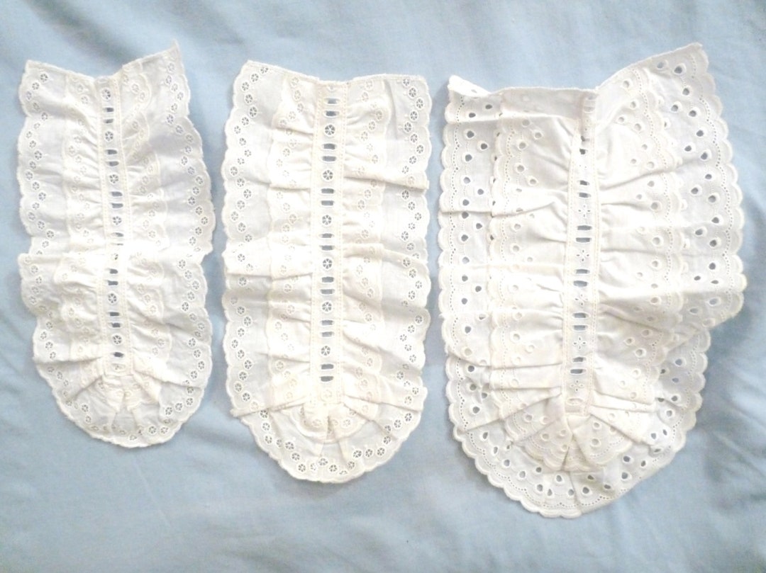 Lot of 3 Jabots Embroidery English Plastron Collar in White Etsy