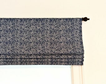 Custom Roman Shade in Reconciliation Navy