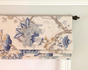 Faux (fake) flat roman shade valance. Custom Sizing. Richloom Winslow Fresh Air.  Other colors are available:)