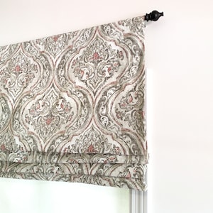 Faux (fake) flat roman shade valance. Custom Sizing. Premier Prints Carlo Spa Blue.